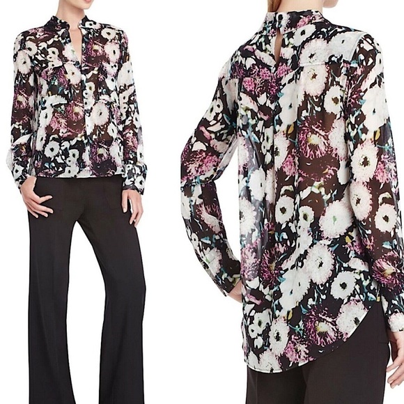 BCBGMAXAZRIA Emma Floral Silk Top - Picture 5 of 13